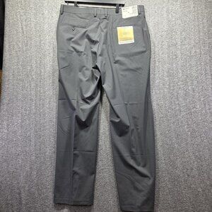 Haggar Dress Pants Mens 38x32 Charcoal Classic Fit 4 Way Stretch Flex Waist